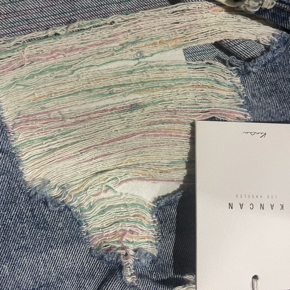 KanCan High Rise Rainbow Thread Shorts - Picture 4 of 5